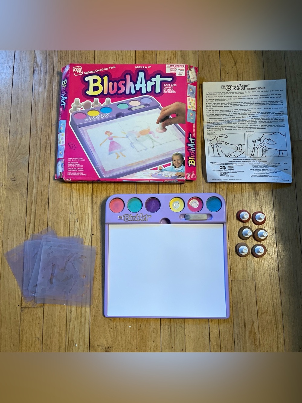 Vintage 1993 BlushArt art set . gently used.  Complete set with all accessories